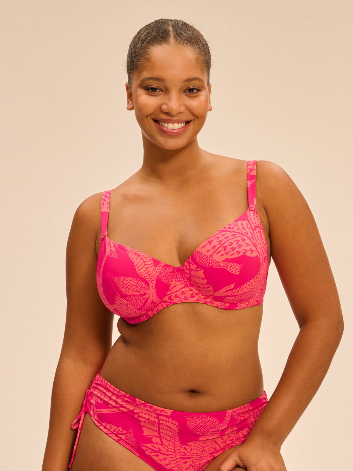 Haut de maillot de bain avec armatures - Imprimé Bright Rose