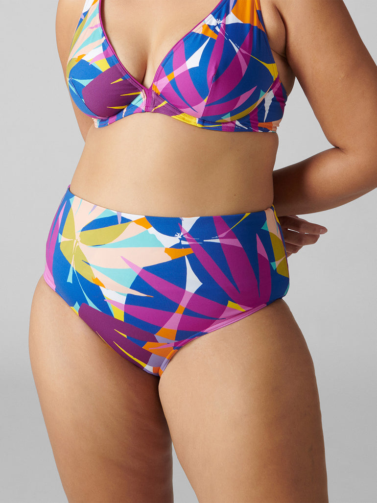 Culotte de bain taille haute - Imprimé Palmeraie