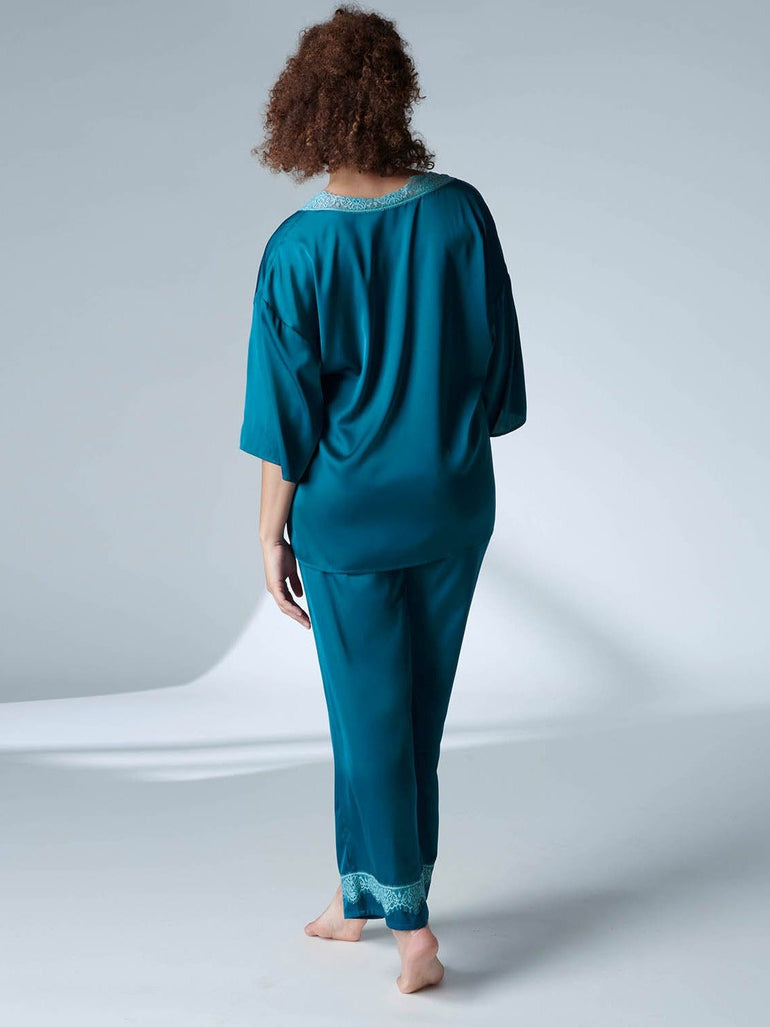 Top manche 3/4 - Bleu Cyan