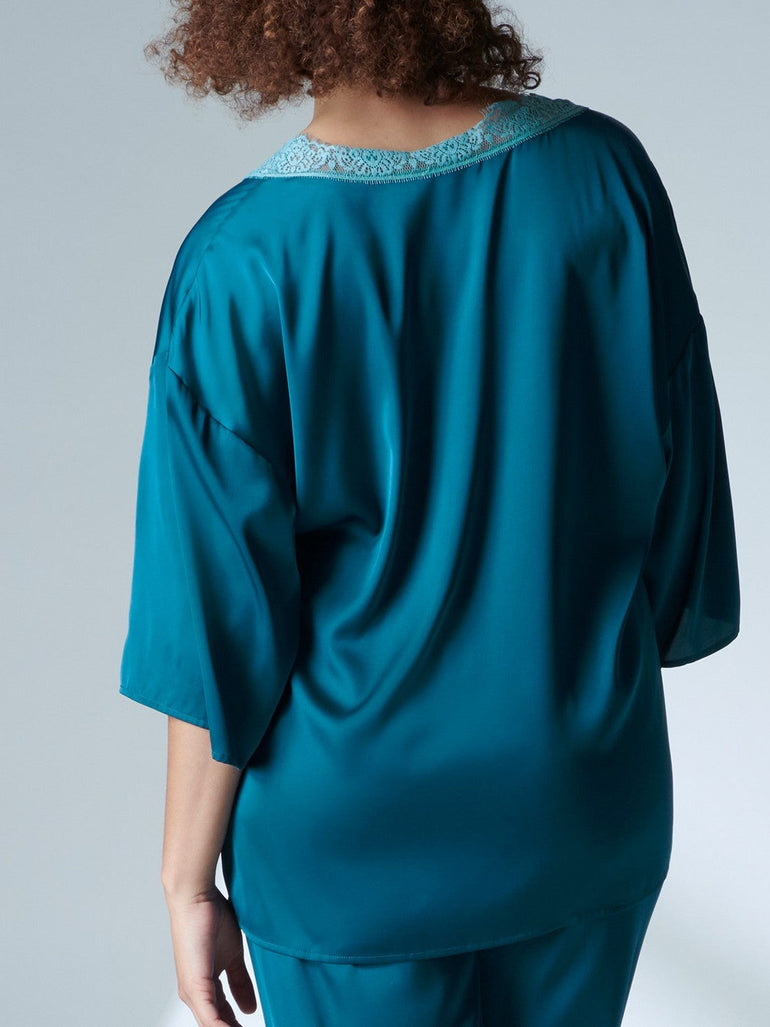 Top manche 3/4 - Bleu Cyan